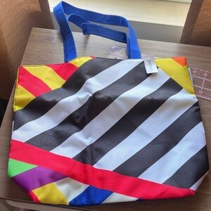 New Clinique x Donald Pliner Vibrant Striped Tote Bag